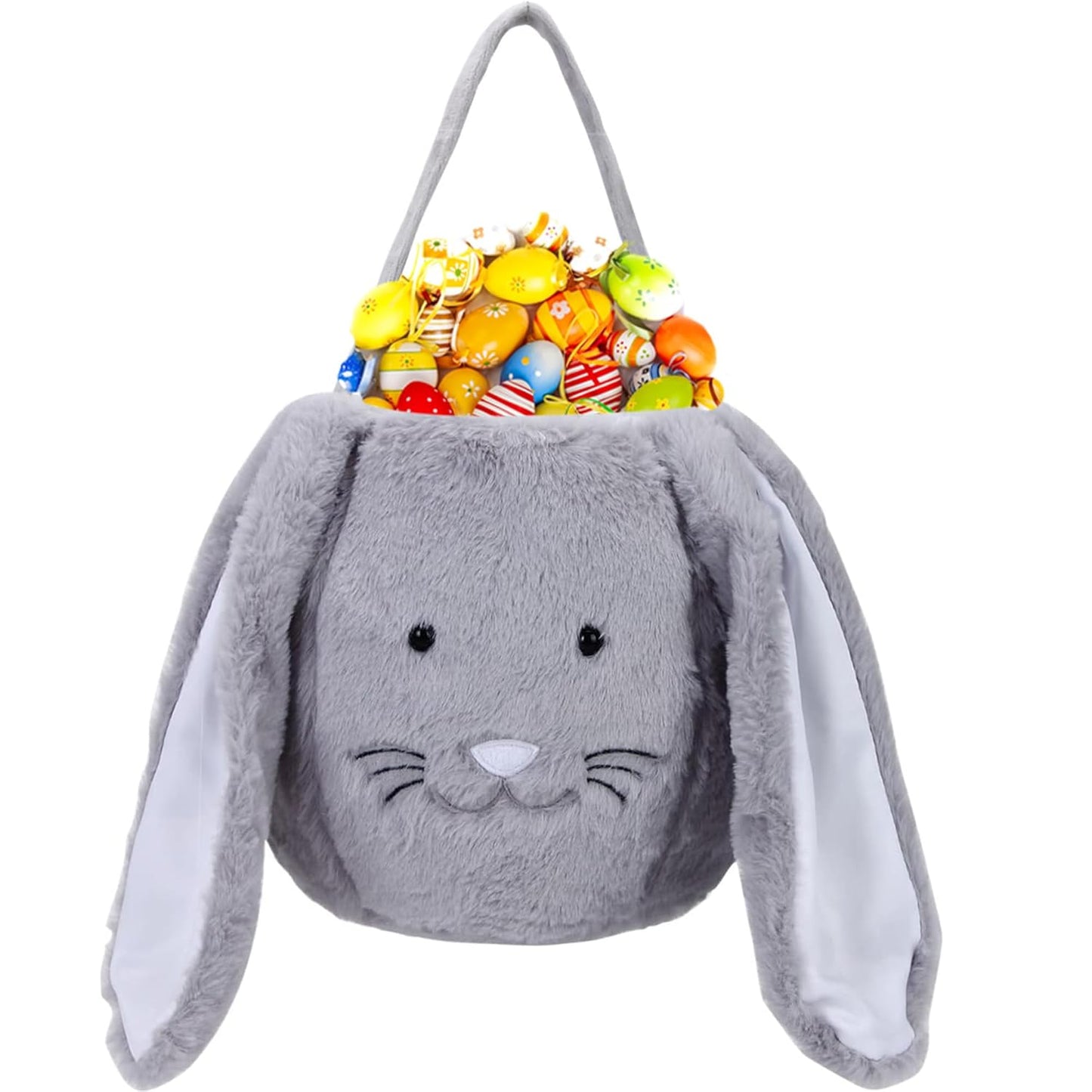 Plush Easter Bunny Basket, Monogrammed Bunny Easter Buckets with Long Plush Ear, Egg Hunting Easter Gift Bags, Easter Tote Bags for Easter Decorations Candy Gifts…